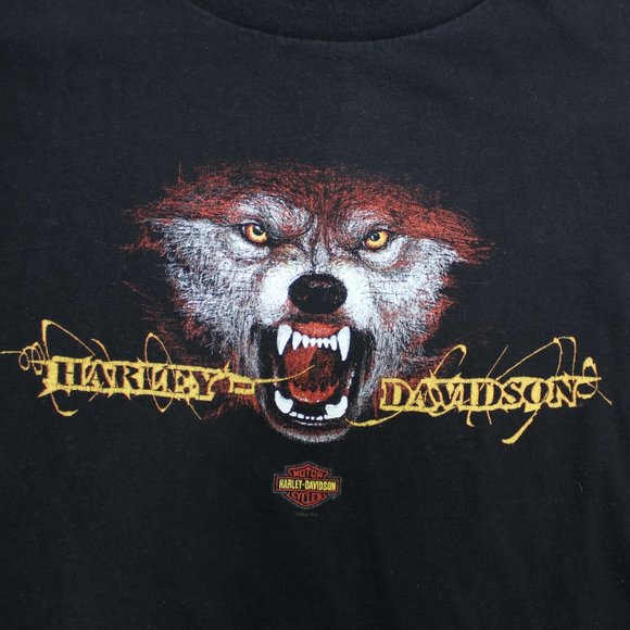 Harley Davidson Vintage 2003 Wolf Graphic Print Short Sleeve T Shirt Top sz L - Picture 2 of 5